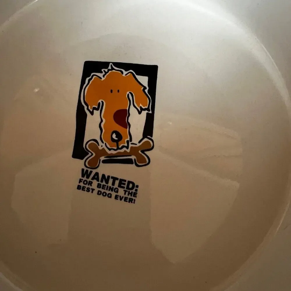 Riviera/Van Beers Dog food or water bowl. “WANTED” stoneware
